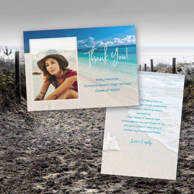 Carte de message Merci photo de plage Grad (Créateur téléchargé)