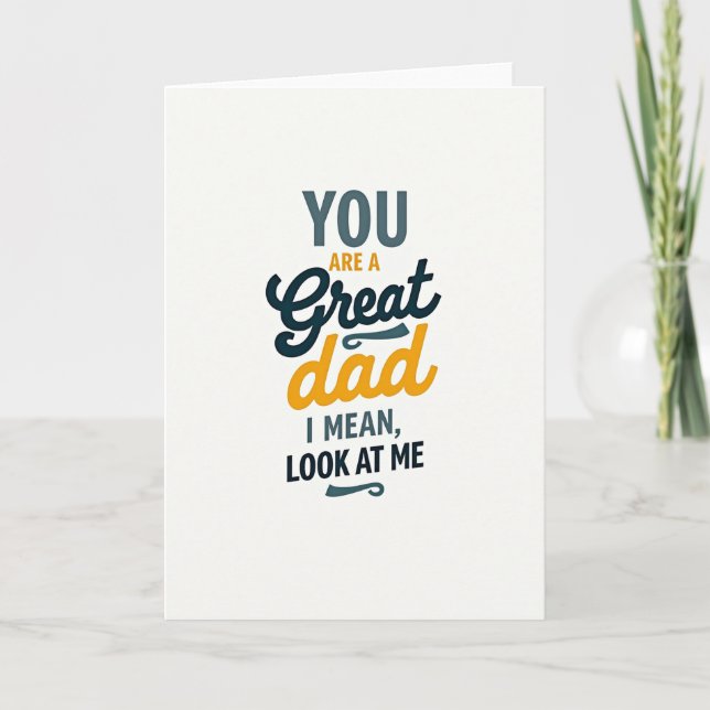 Carte de Message Papa Génial Turquoise Orange (Devant)