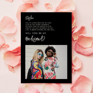 Carte de message photo Black moderne Bridesmaid