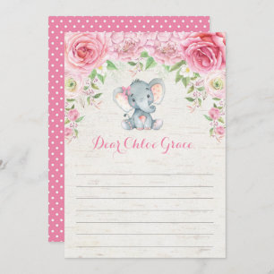 Carte de message Pink Floral Elephant Time Capsule