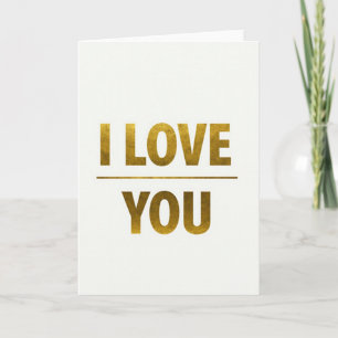 Carte de Message Simple en Or 'Je T'Aime'