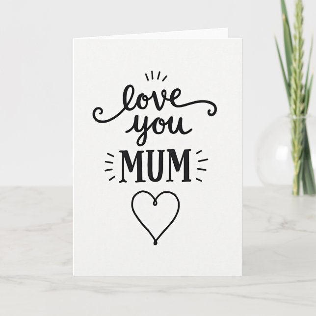 Carte de Message Simple 'Je t'aime Maman' (Devant)