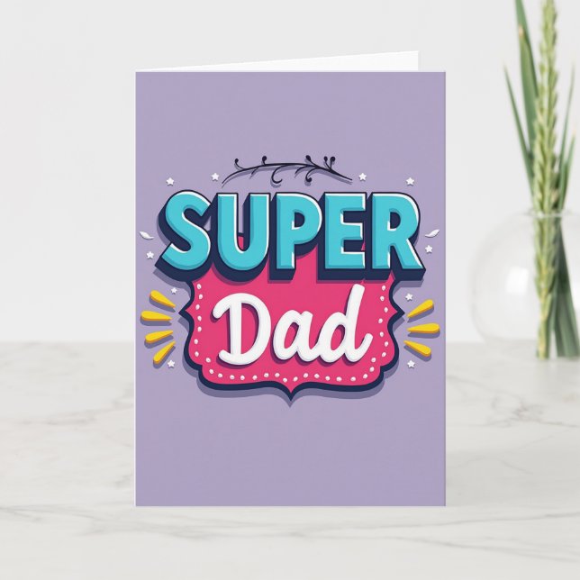 Carte de message Turquoise Super Papa (Devant)