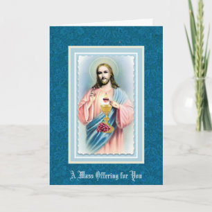Carte de messe catholique du Sacré-Cœur en mémoire