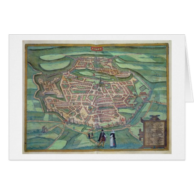 Carte de Metz, de "Civitates Orbis Terrarum" par (Devant horizontal)