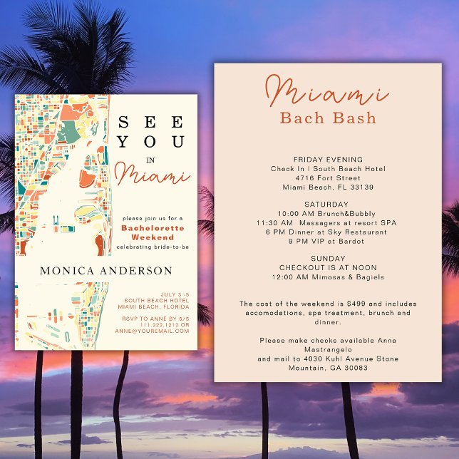 Carte de Miami Beach Bachelorette Heekend Itinérai (Créateur téléchargé)