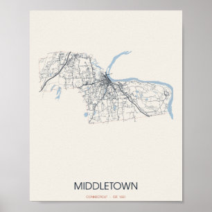 Carte de Middletown Connecticut Poster