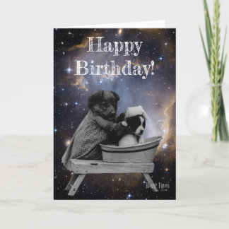 Carte De mignons chiots Vintages dans le bain