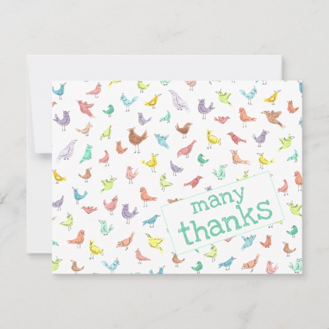 Carte De mignons Oiseaux arc-en-ciel Merci beaucoup (Devant)