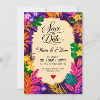 Carte de mise à jour avec feuilles tropicales