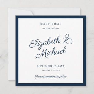 Carte de mise à jour de date de mariage carrée à b
