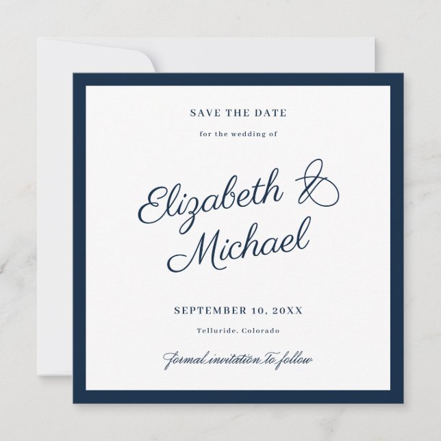 Carte de mise à jour de date de mariage carrée à b (Devant)