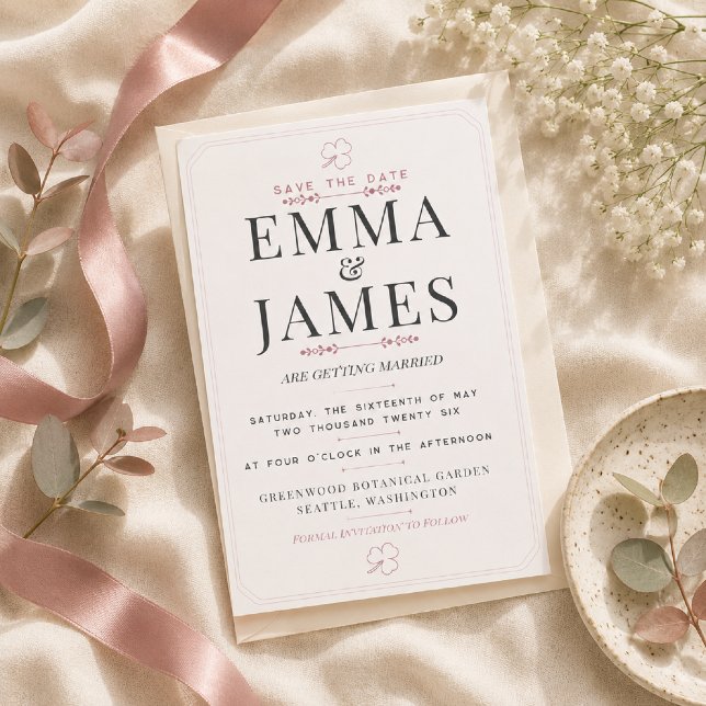 Carte de mise à jour de date de mariage Rose Pouss (Elegant Dusty Rose Save the Date card for timeless romantic weddings.)