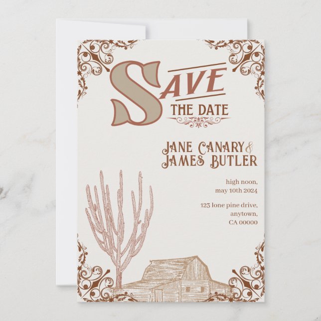 Carte de mise à jour de date de style western (Devant)