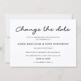 Carte de mise à jour de mariage avec changement de