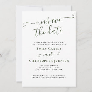 Carte de Mise à Jour de Mariage Élégante Verte pou