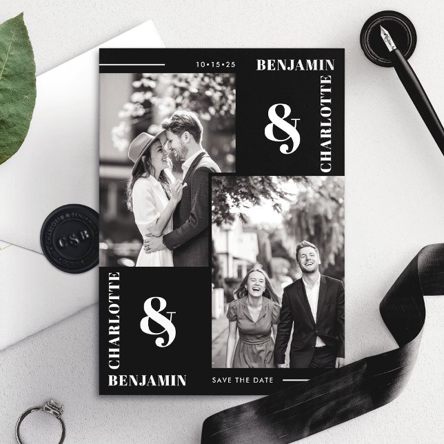 Carte de mise à jour "Save the Date" avec deux pho (Créateur téléchargé)