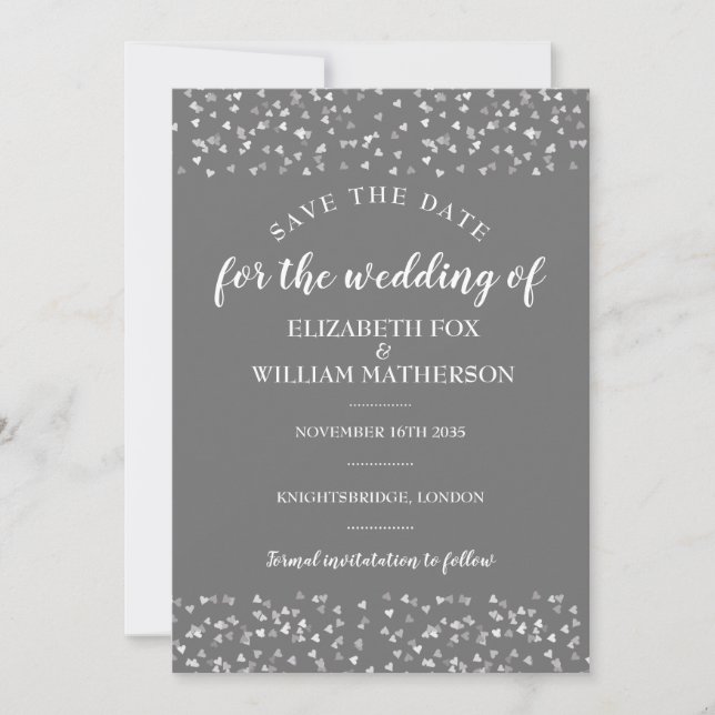 Carte de mise en garde de mariage Silver Hearts (Devant)