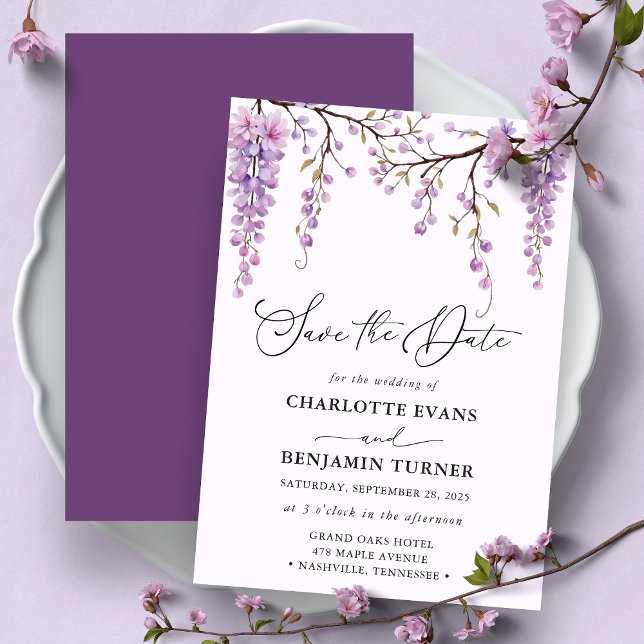 Carte de mise en garde "Fleur de glycine violette" (Créateur téléchargé)