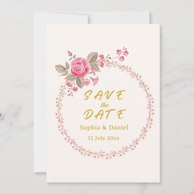 Carte de mise en garde Floral Gold (Devant)