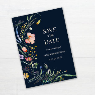 Carte de mise en garde Navy Blue Boho Fleurs Sauva