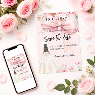 Carte de mise en garde Quinceanera robe à noeud ro