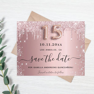 Carte de mise en garde Quinceanera rose blush arge