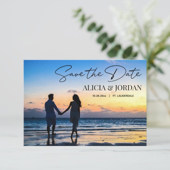 Carte de mise en garde romantique au coucher du so (Debout devant)
