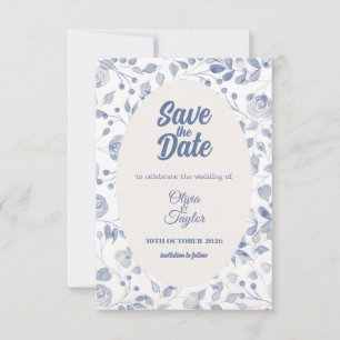 Carte de mise en vente à l'aquarelle bleue poussié