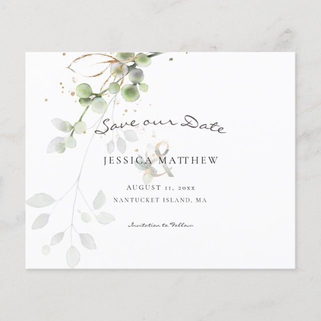 Carte de mise en vente à l'aquarelle Eucalyptus à  (Devant)