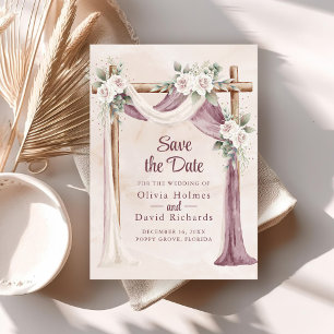 Carte de mise en vente Boho violet rose floral can