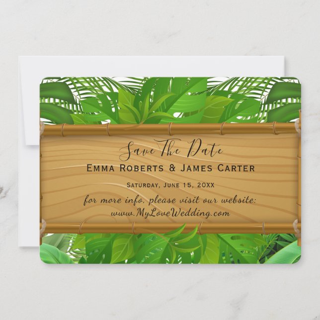 Carte de mise en vente date de mariage Palmier Tro (Devant)