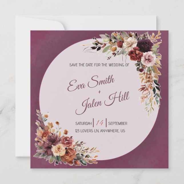Carte de mise en vente de carte de date de mariage (Devant)