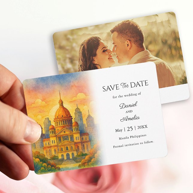 Carte de mise en vente de date pour destination Ma (Manila Philippines  Save the Date Card)