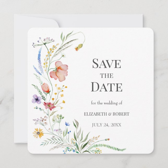 Carte de mise en vente de date sauvée Fleurs sauva (Devant)