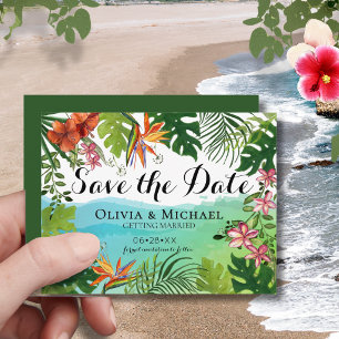 Carte de mise en vente tropicale aquarelle hibiscu