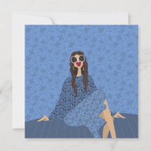 Carte de mode artistique Muse Glam à motif bleu