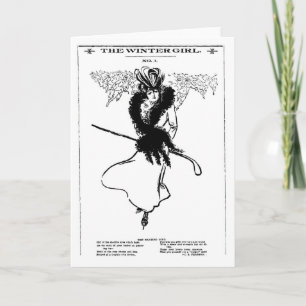 Carte de mode fille de patinage d'hiver 1901