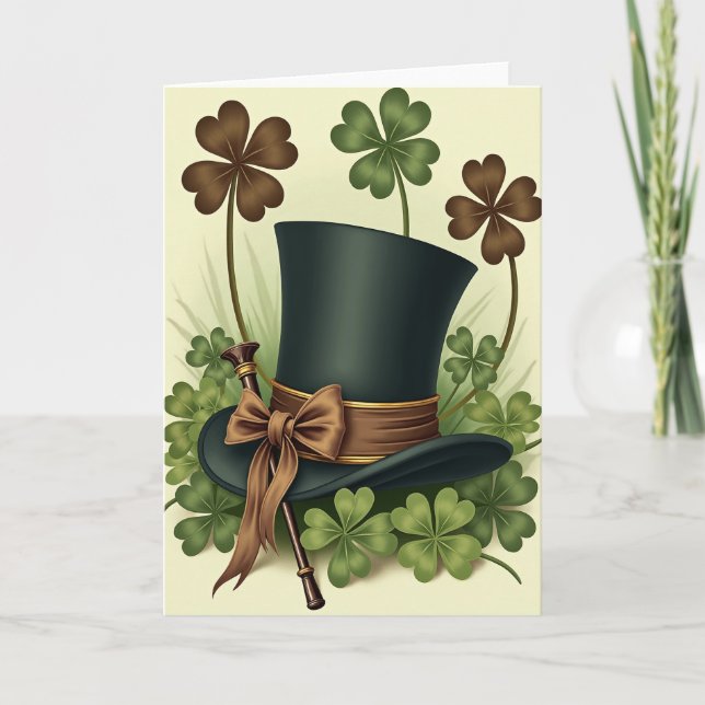 Carte de modèle de chapeau haut de forme trèfle (Devant)