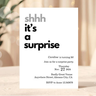 Carte de modèle d'invitation à une fête surprise M