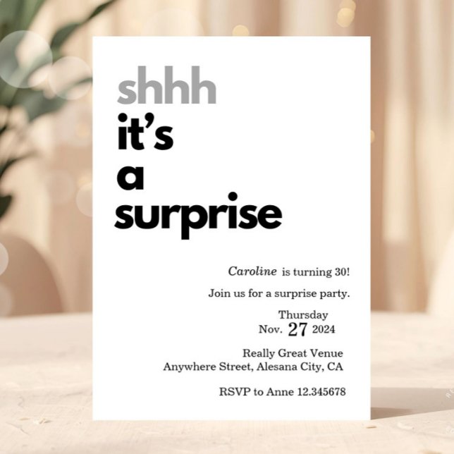 Carte de modèle d'invitation à une fête surprise M (Créateur téléchargé)