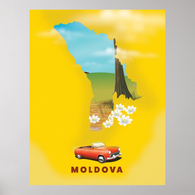 Carte de Moldova affiche illustrée (Devant)