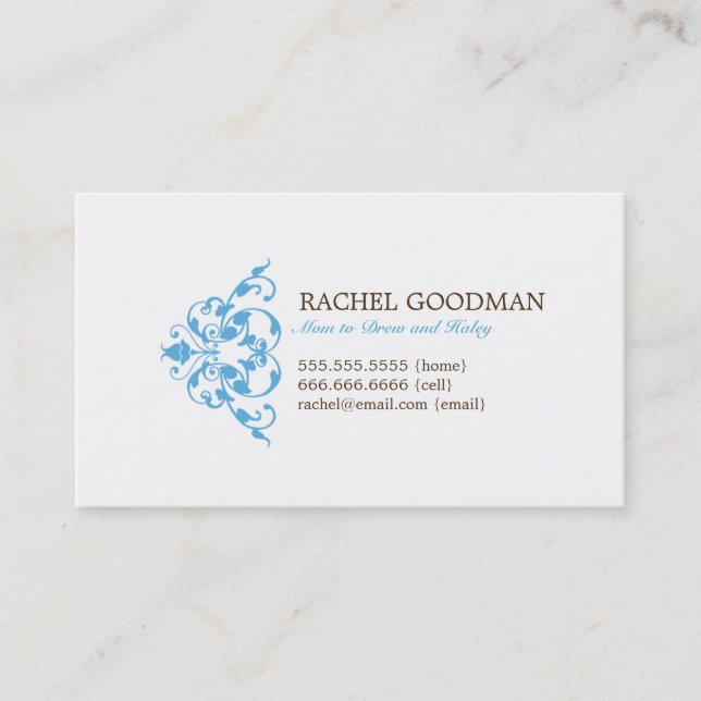 Carte de momie florale moderne / Carte d'appel per (Devant)