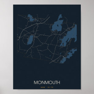 Carte de Monmouth Maine Poster (Nuit)