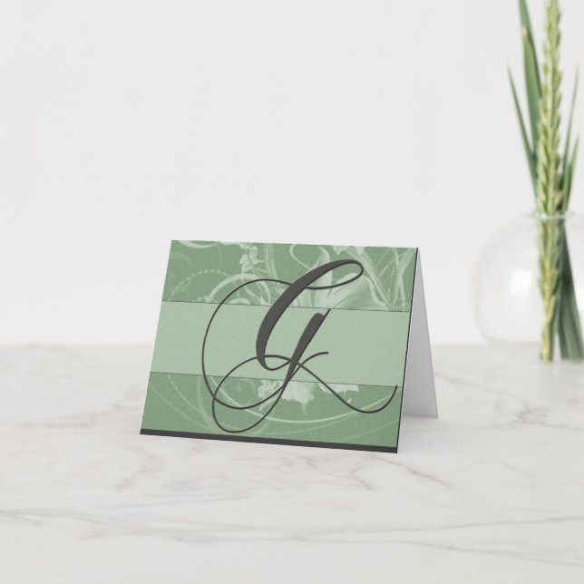 Carte de monogramme de vert sauge - G initial (Devant)