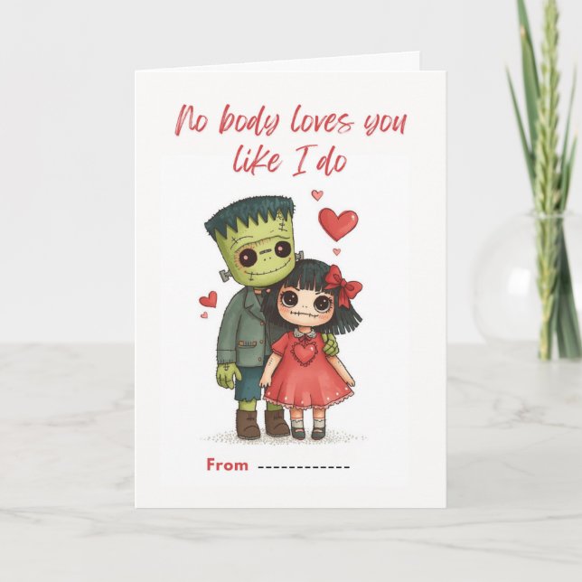 Carte de monstre et de mariée mignonne et effrayan (Devant)