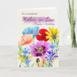 Carte de montage d'eau (Mother-in Law Watercolor W<br><div class="desc">Pretty Watercolor garden flowers pansies daisies in various colors,  all the flowers were originally hand painted by myself. A sweet card that est parfait pour any lady.</div>