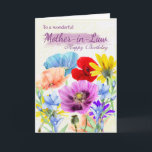 Carte de montage d'eau (Mother-in Law Watercolor W<br><div class="desc">Pretty Watercolor garden flowers pansies daisies in various colors,  all the flowers were originally hand painted by myself. A sweet card that est parfait pour any lady.</div>