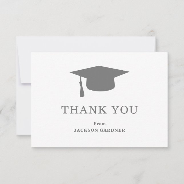 Carte de mortier gris simple Graduation moderne (Devant)
