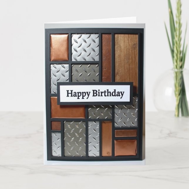 Carte de mosaïque industrielle d'anniversaire (Devant)